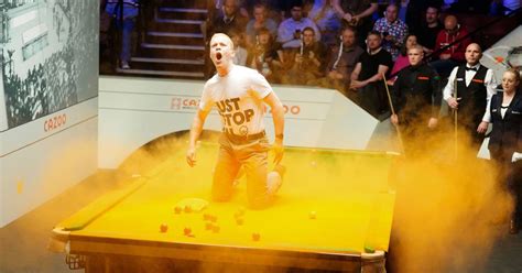 Breaking bad! Anti-oil protester disrupts World Snooker Championship